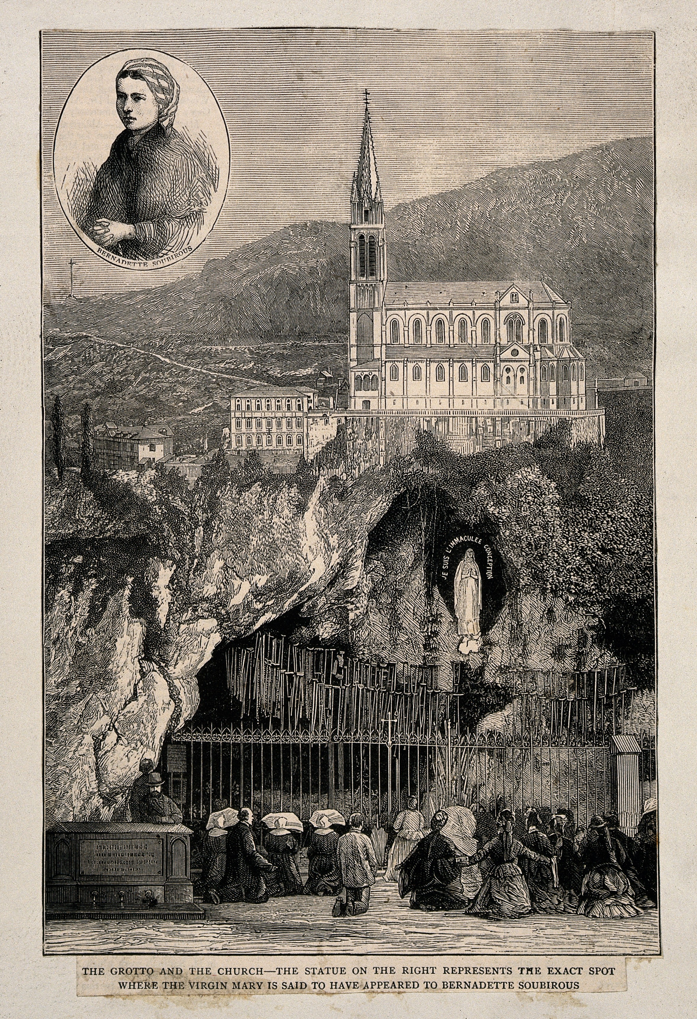 Lourdes, Haute Pyrénées, France; pilgrims praying in front o Wellcome V0012868