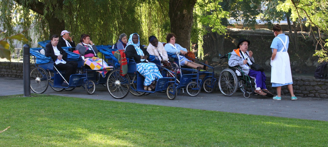 people on wheelchairs in Lourdes, France, August 2013, picture 9