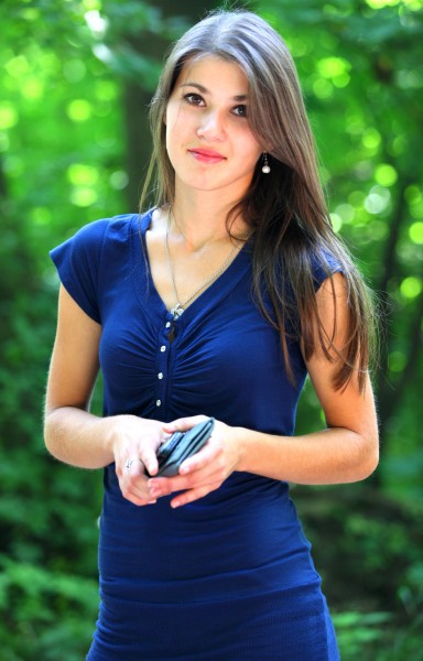 a stunningly beautiful brunette Catholic girl photographed in July 2013, portrait 11/15