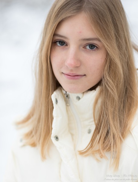 Martha - a 13-year-old natural blonde girl, second photo session by Serhiy Lvivsky, taken in December 2023, picture 33