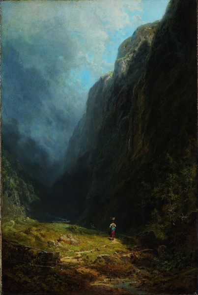 Carl Spitzweg - In the Alpine High Valley (Landscape with Mt. Wendelstein) - Google Art Project