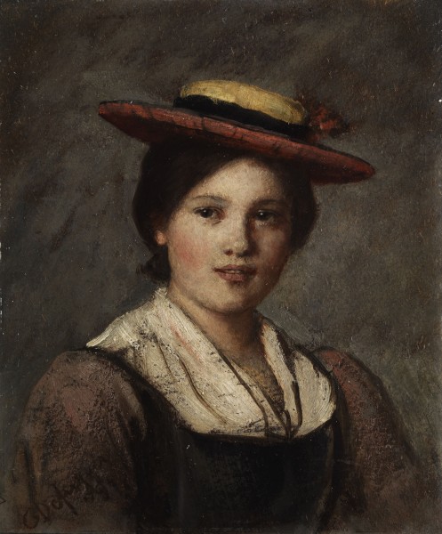 Franz von Defregger Tiroler Dirndl mit Strohhut