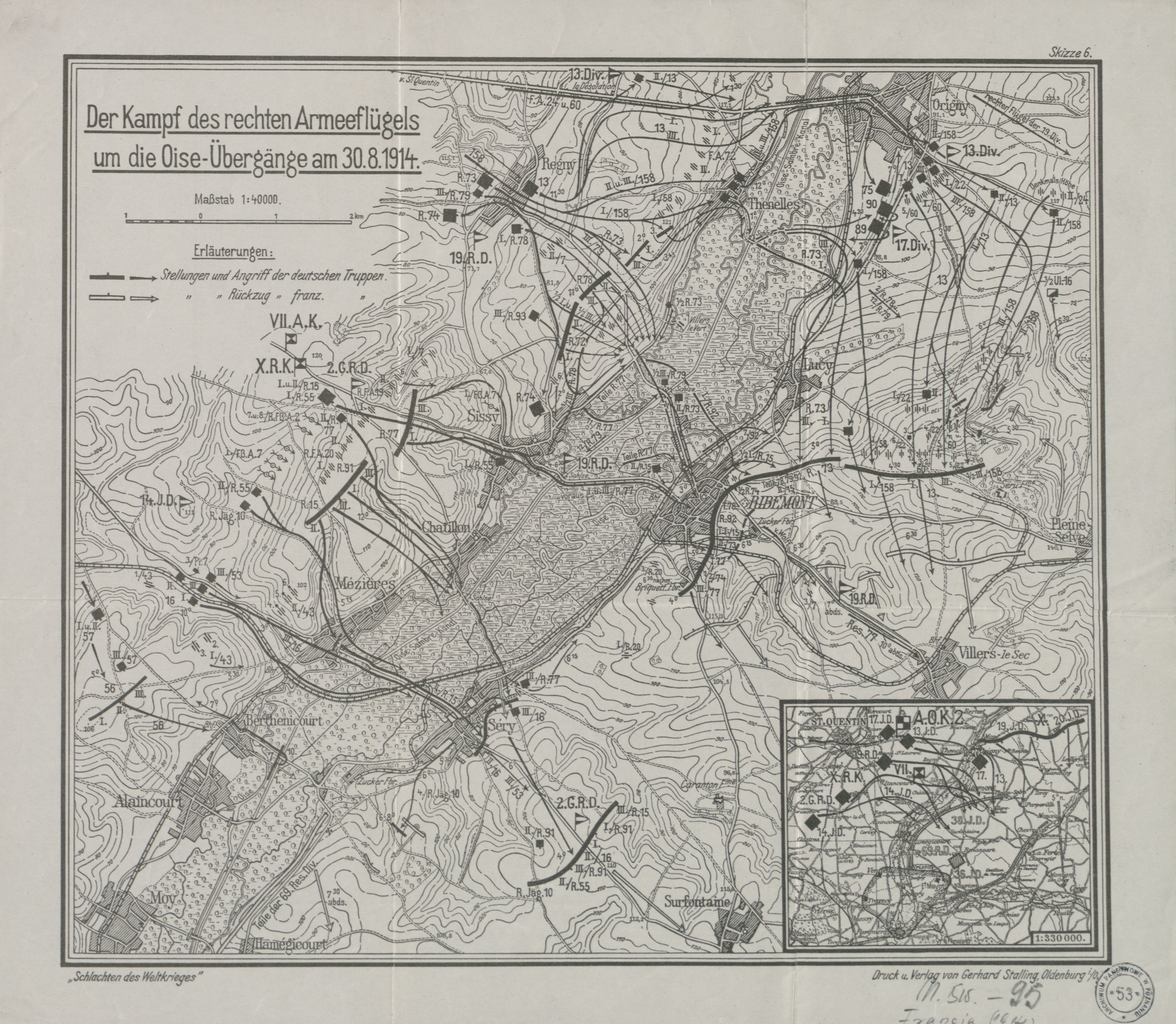 Der Kampf des rechten Armeefhigels um die Oise - Übergänge am 30.8.1914