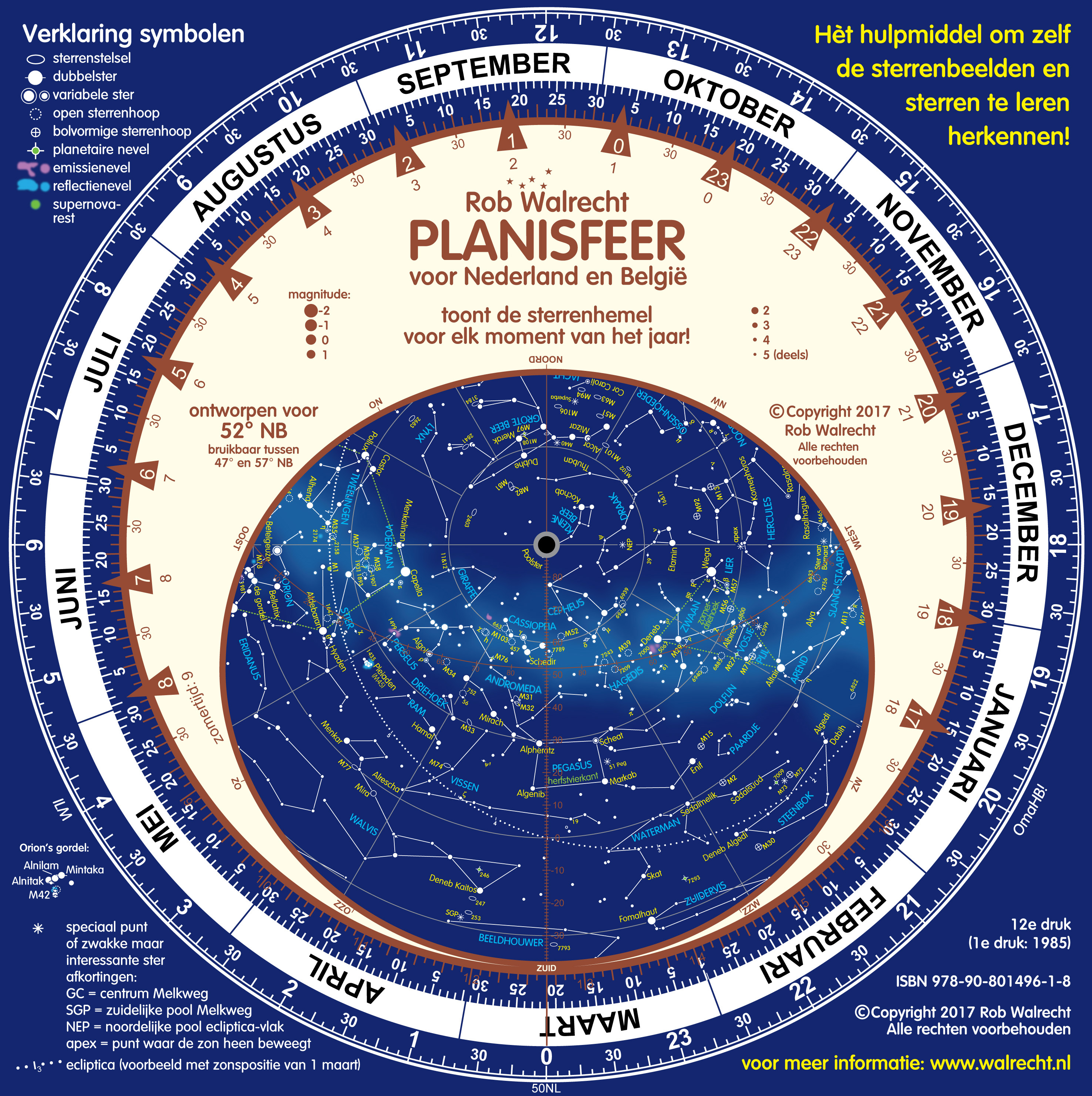 Planisphere PLN-NL, for the Netherlands and Belgium