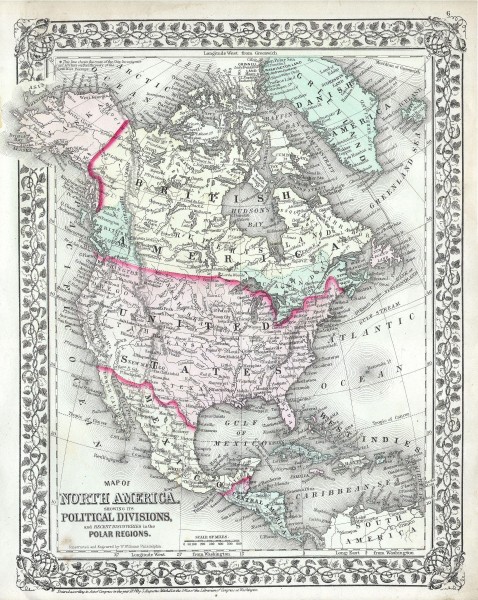 1874 Mitchell Map of North America ^ the United States - Geographicus - AmerNorth-m-1874