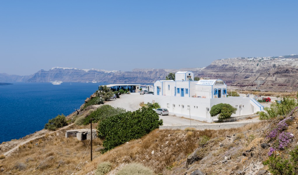 Restaurant at the crater rim near Akrotiri - Santorini - Greece - 03