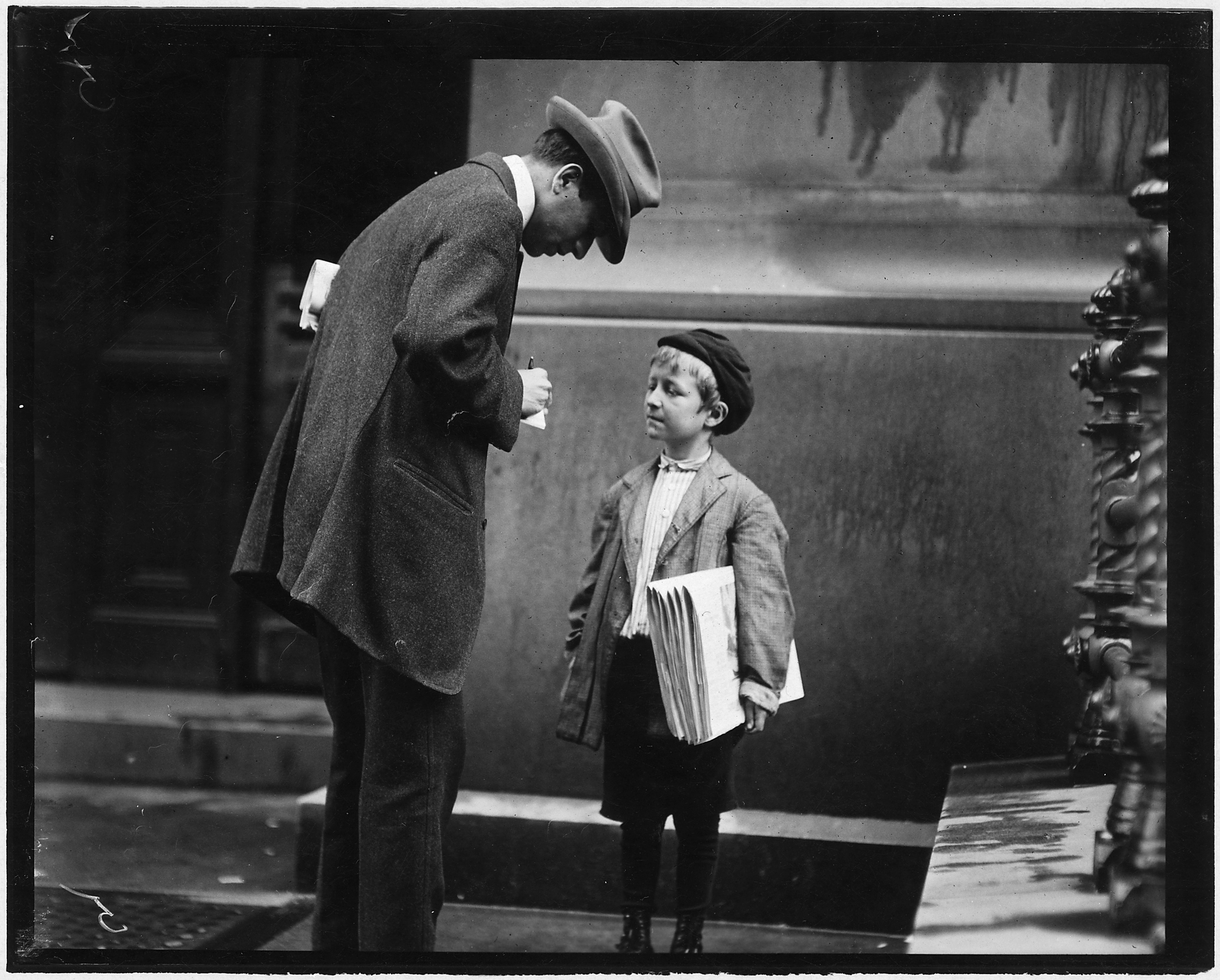 Michael Mc Nelis, 8 years old, a newsboy. This boy has just recovered from his second attack of pneumonia. Was found... - NARA - 523323