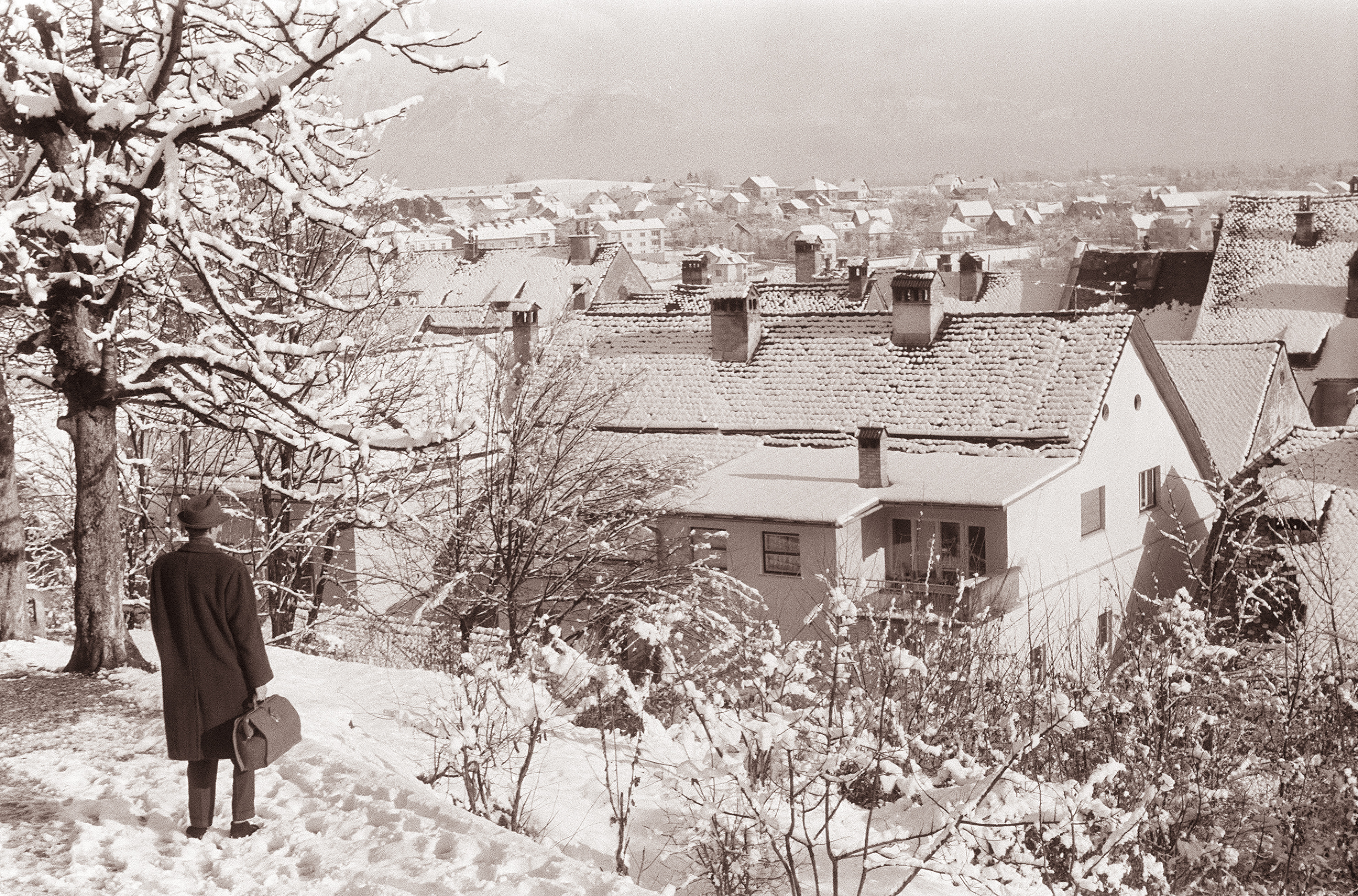 Motiv iz Škofje Loke - pogled na mesto 1961