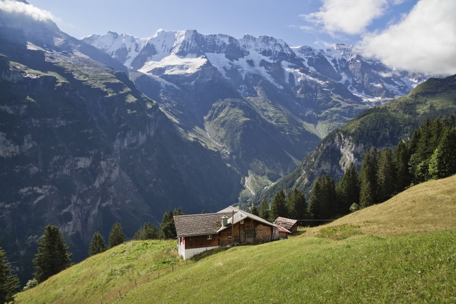 View to Lauterbrunnen valley at Mürren, Bern, Switzerland, 2012 August