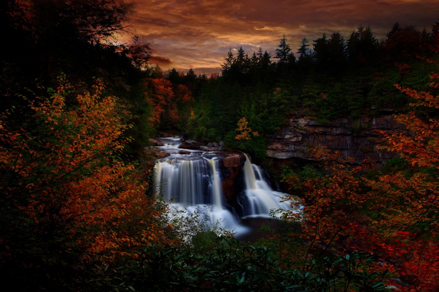 Blackwater falls, Virginia - ForestWander, autumn foliage waterfall sunset