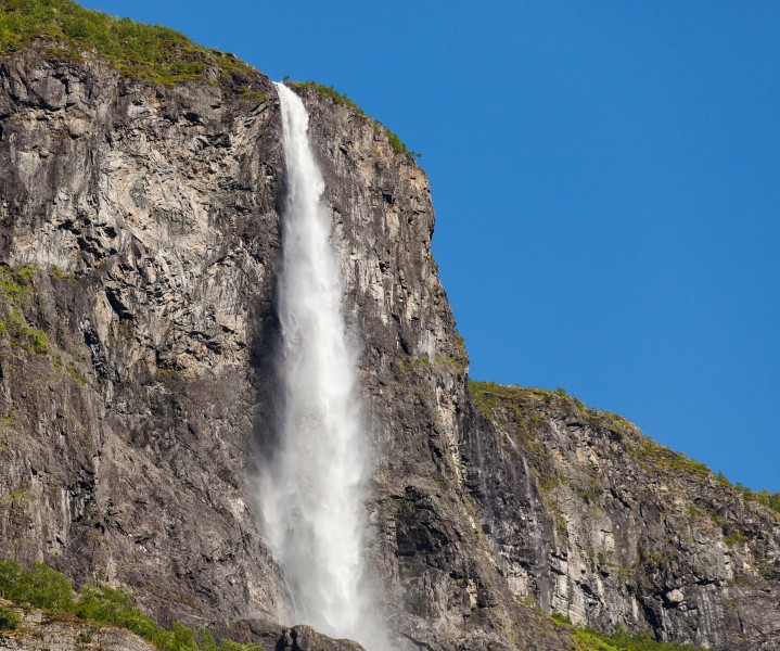 a waterfall falling into a branch of the Sognefjord, Norway, near Flåm, June 2014, picture 105