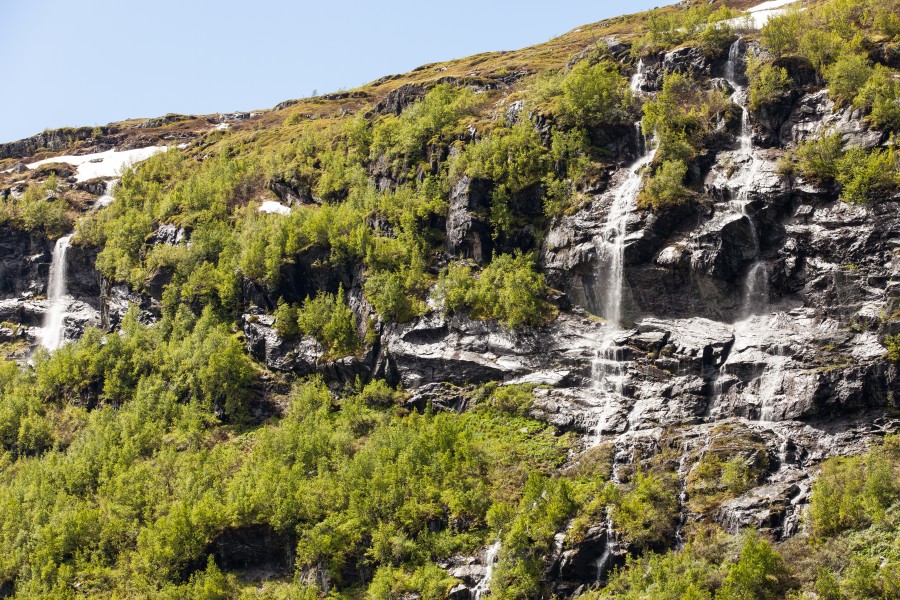 waterfalls in Norway seen from a Flåm line train open window, near Flåm, June 2014, picture 48