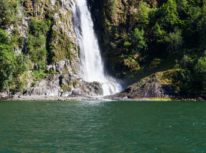 a waterfall falling into a branch of the Sognefjord, Norway, near Flåm, June 2014, picture 87