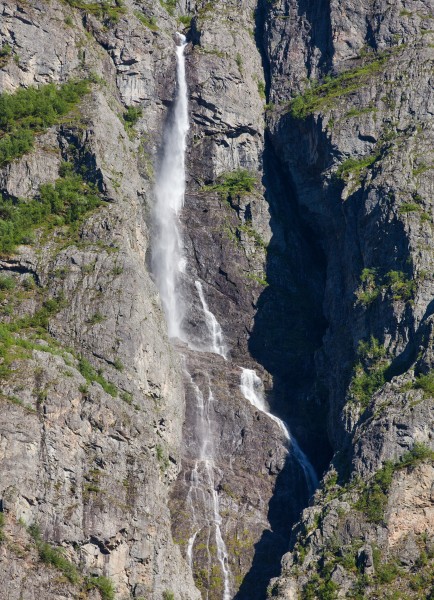 a waterfall falling into a branch of the Sognefjord, Norway, near Flåm, June 2014, picture 99