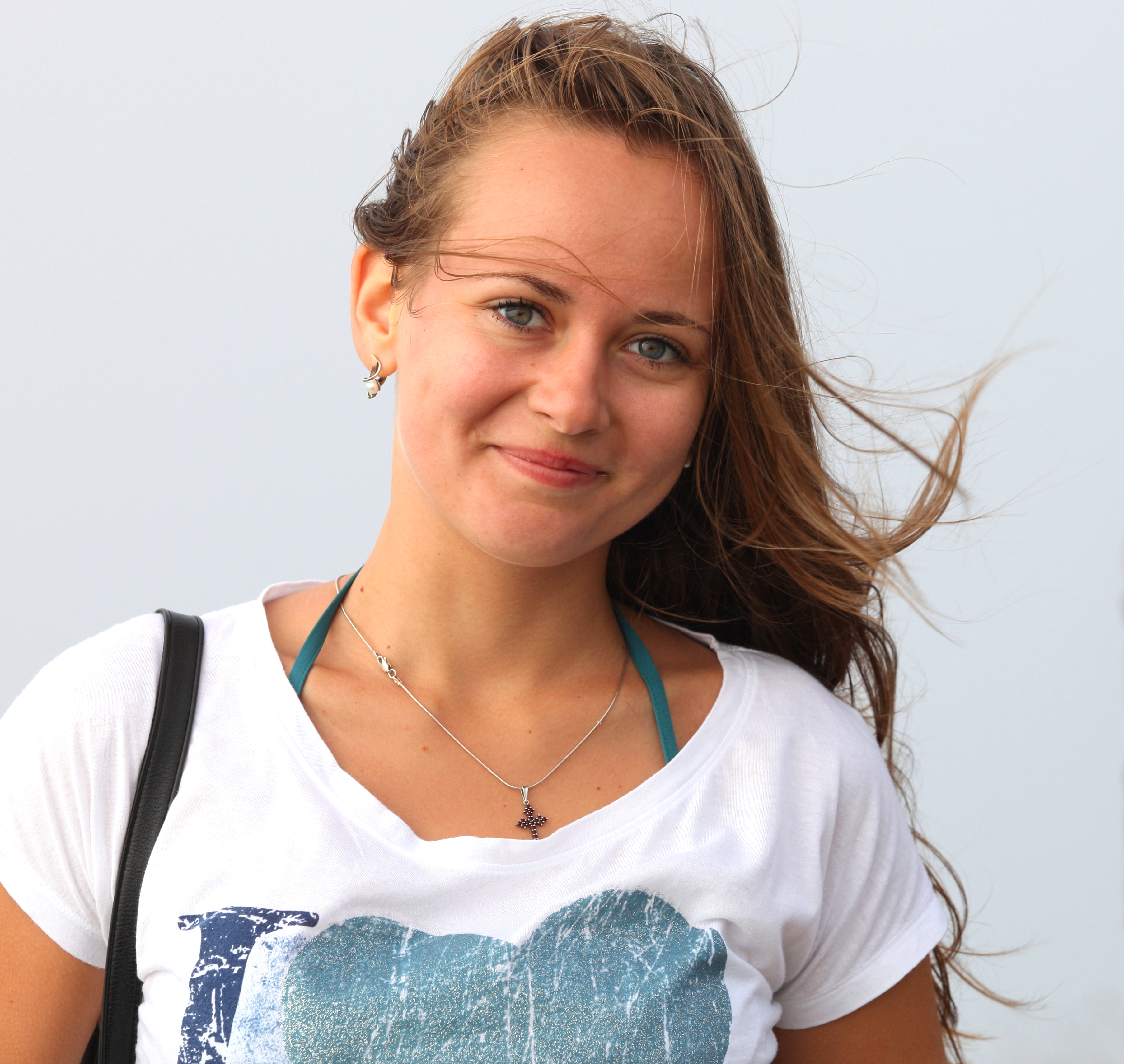 a beautiful girl (a Catholic Christian) in Fisterra, Spain, August 2013, picture 7