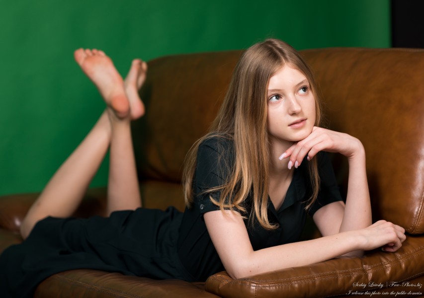 Martha - a 13-year-old natural blonde girl, the third photo session by Serhiy Lvivsky, taken in February 2024, picture 3