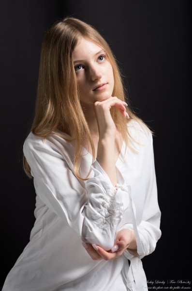 Martha - a 13-year-old natural blonde girl, the third photo session by Serhiy Lvivsky, taken in February 2024, picture 18