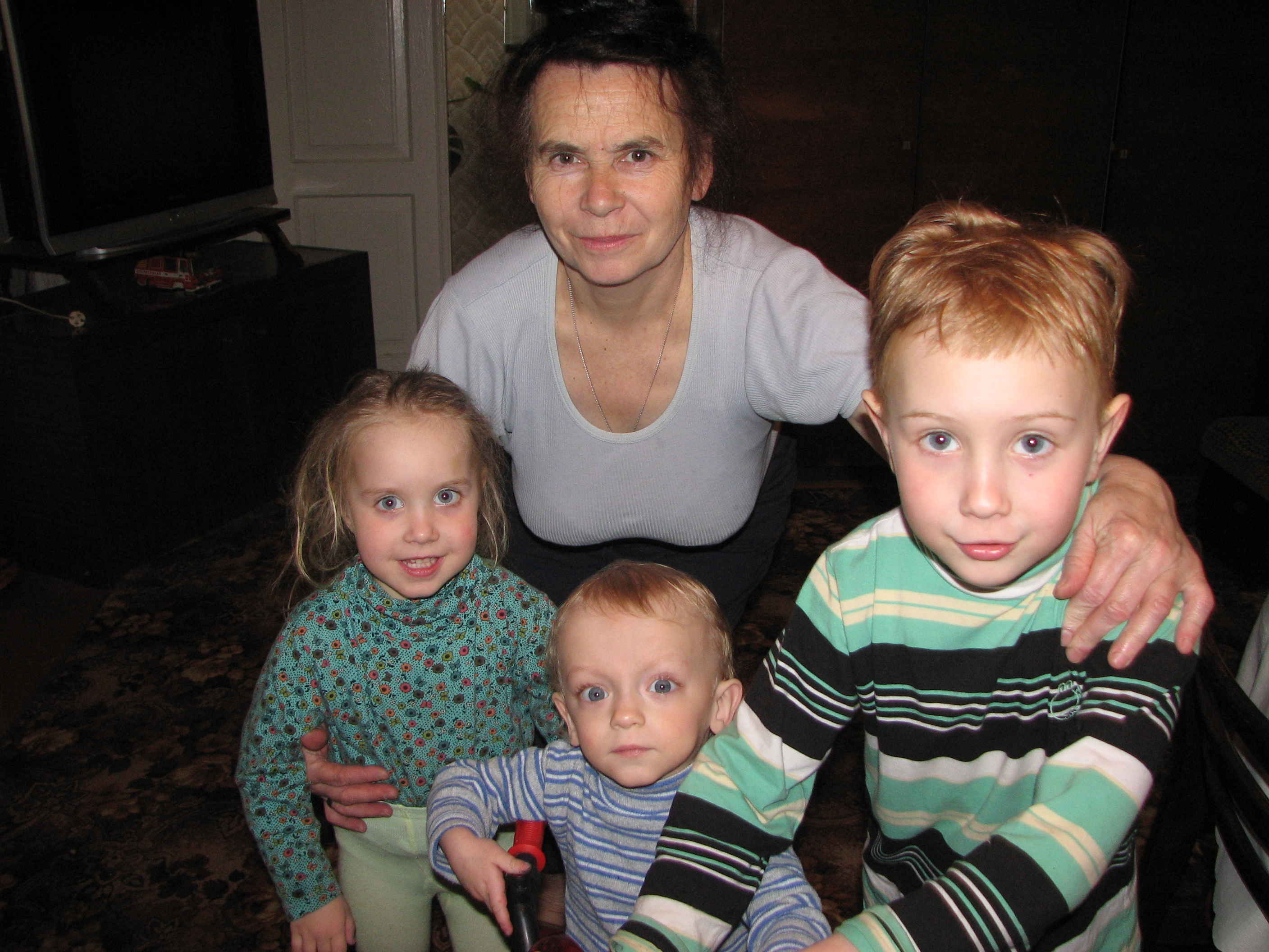 A grandmother with her grandchildren.