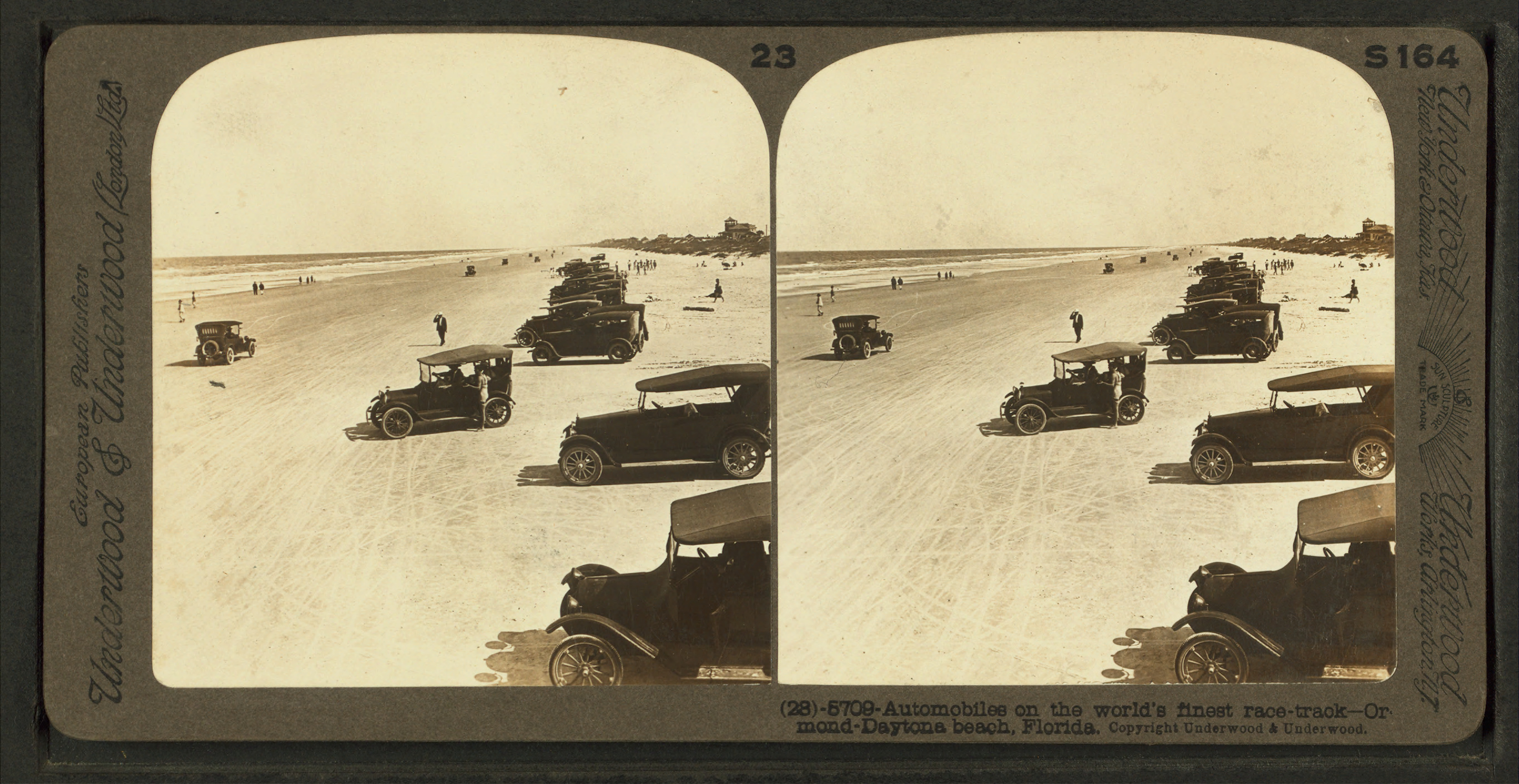 Automobiles on the world's finest Race Track, Ormond-Daytona Beach, by Underwood & Underwood