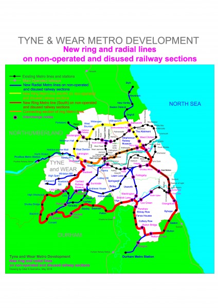 Tyne and Wear Metro Radial-Ring scheme on old railways